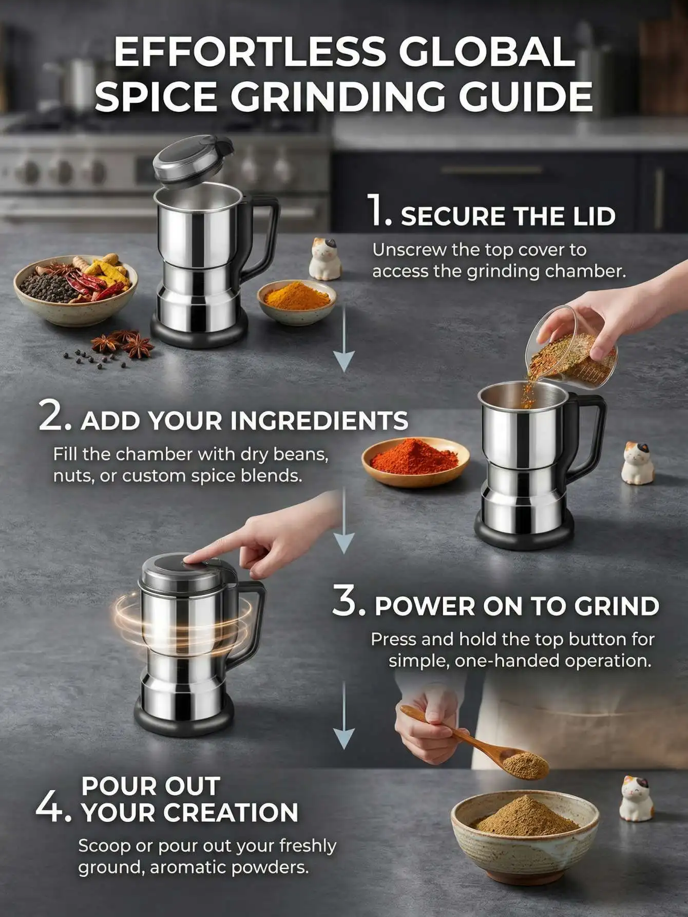 Multi-functional Electric Grinder, High-Power Food-grade Coffee & Grain Grinder,Coffee Lovers & Baby Complementary Food 4