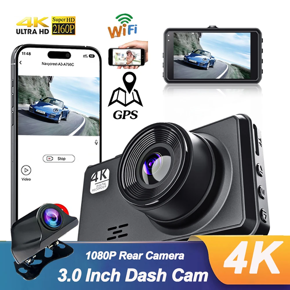 

Car DVR WiFi GPS Dash Cam 4K Vehicle Camera 2160P Drive Video Recorder Night Vision Registrator Auto Black Box Car Accessories