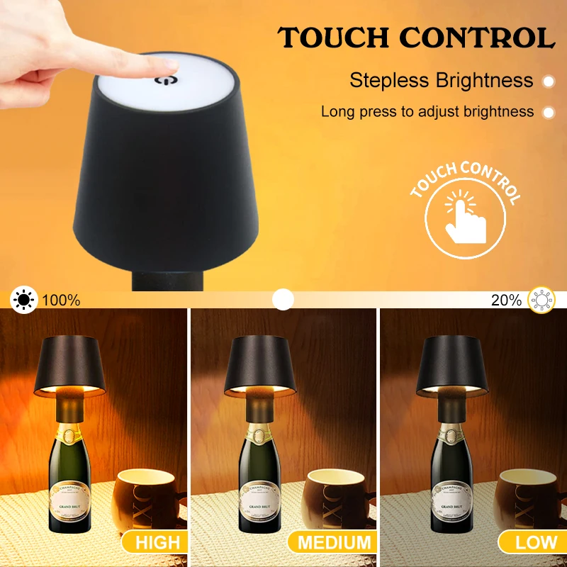 Acquista 855 Luce Per Bottiglia di Vino Touch Control 3 Modifica Lampada a  Led a Led Scrivania Portatile Per Bar, Festa - Nero dalla Cina