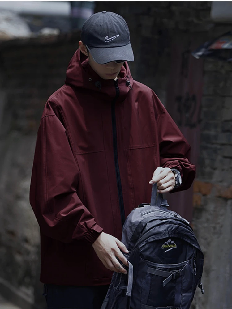 Autumn Men Jacket Hooded Windbreaker Windproof Waterproof Sweatshirt Outdoor Hiking Fishing Coat Couple Outerwear Long Sleeve