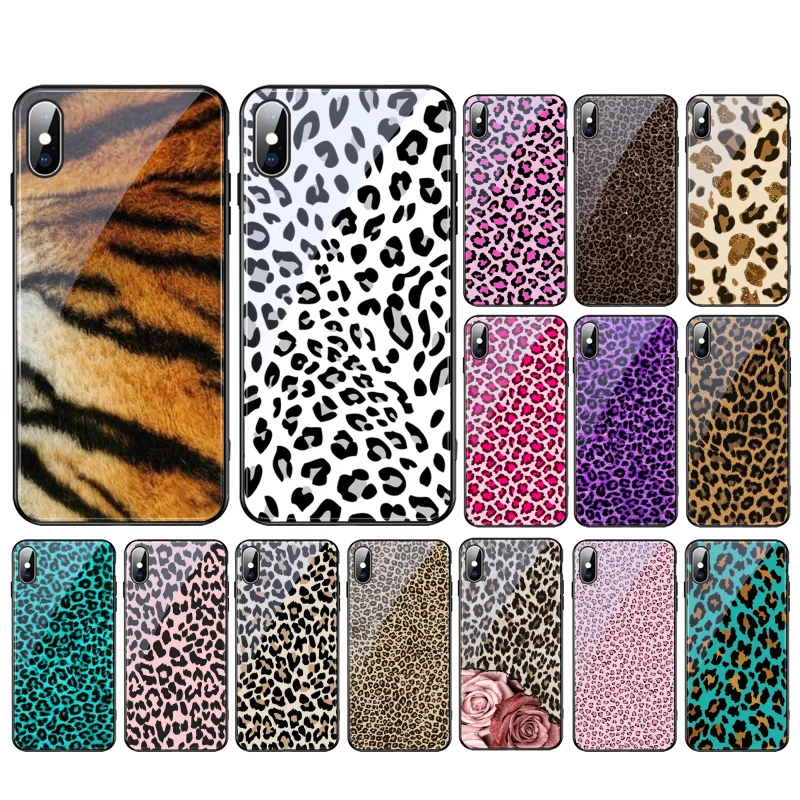 

Animal Print Leopard Cheetah Glass phone case For iphone 15 14 13 Pro Max 12 11 Pro Max XS Mobile Phone Case Funda