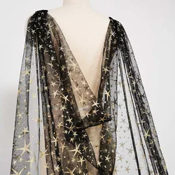 Black Tulle Wedding Cape with Gold Stars 3 Meters Long Bridal Bolero with Pins Shoulder Veil Wedding Accessories