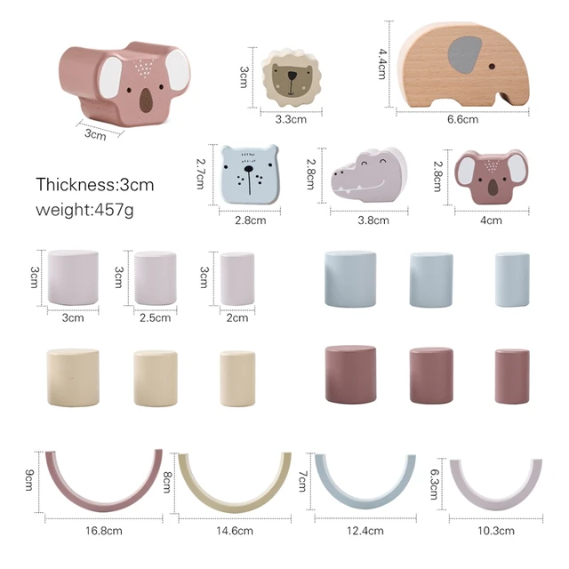 Bite Bites Wooden Cartoon Baby Elephant Balance Beam Educational Toy Children Building Balance Toy Kids Holiday Gifts 3