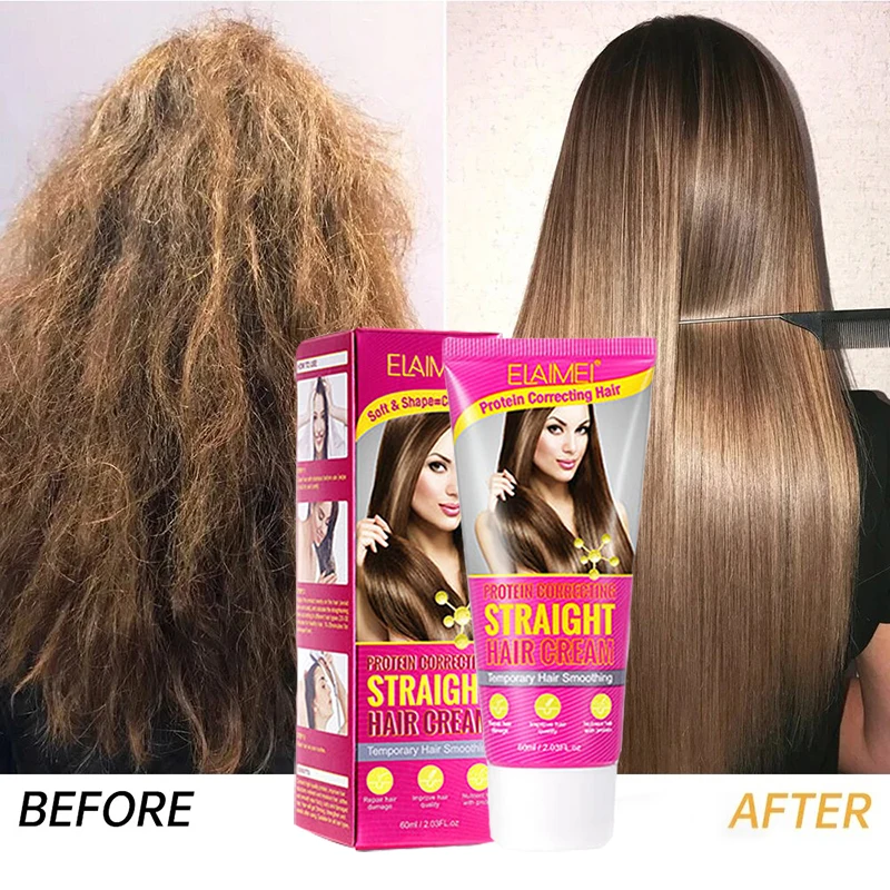 Protein Correct Straight Hair Cream Smooth Short-Tempered Open Fork Healthy And Mainte Damaged Hairnance Free to Pull Straight
