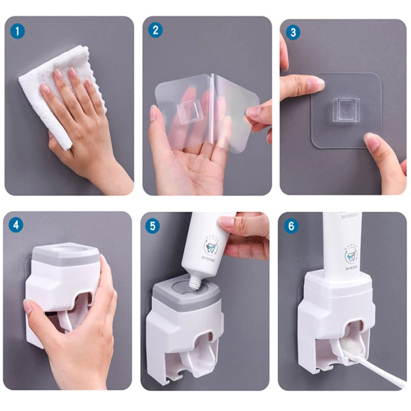 Automatic Toothpaste Dispenser and Small Toothbrush Holder Wall Mount Toothpaste Squeezer For Family Shower Bathroom toothpaste dispenser toothbrush holder toothpaste squeezer