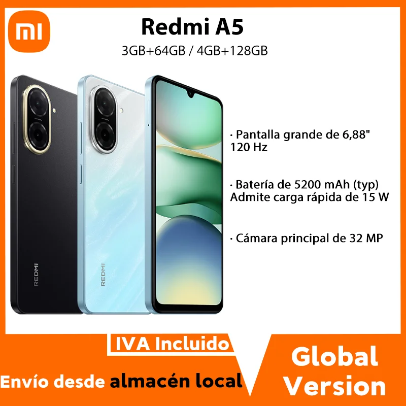 Xiaomi-Redmi A5携帯電話,6.88インチ画面,120Hz,32MPカメラ,5200mAh大