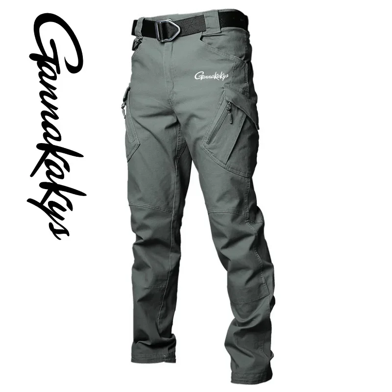 Men's Fishing Pants Windproof Hiking Multi Pocket Workwear Pants Outdoor Tactical Wear Resistant Pants