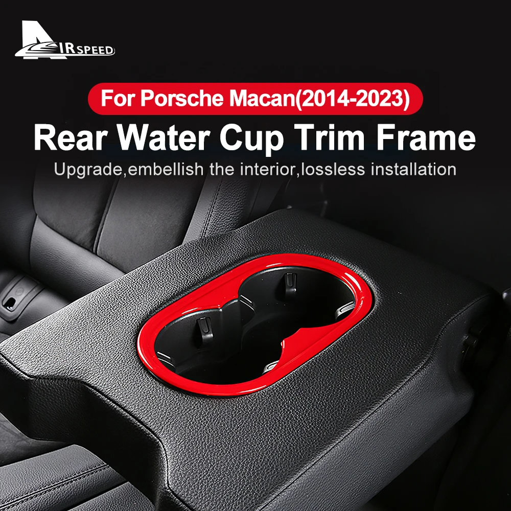 ChromeABSCarRearSeatWaterCupHolderFrameCoverForPorscheMacan