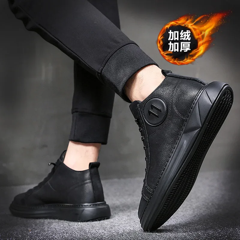 Men's  2023 new trend versatile men's casual shoes board shoes leather soft sole breathable leather shoes 2