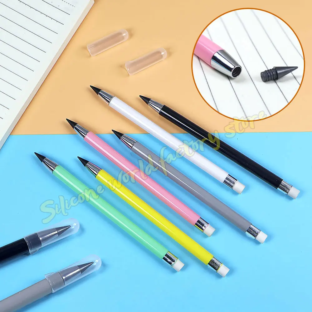Silicone World 6PCS Inkless Pencil Infinity Pencils Reusable Eternity Pencil for Writing Drawing Students Office School Supplies