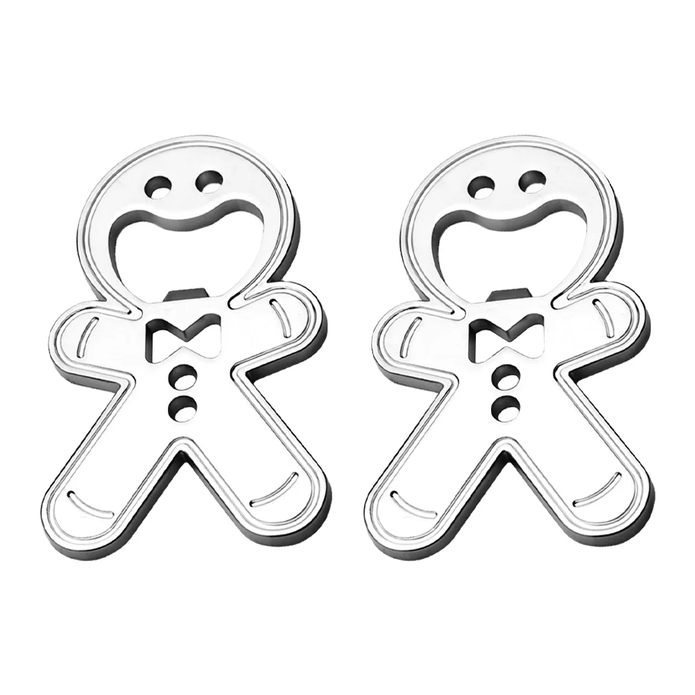 

2pcs Beer Bottle Lid Lifter Beer Opening Tool Gingerbread Man Shape Beer Opener