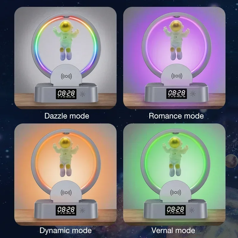 ZIHOTLE Magnetic Levitating Bluetooth Speaker Floating Astronaut Speakers Sound Box with LED Light Show Wireless Charger