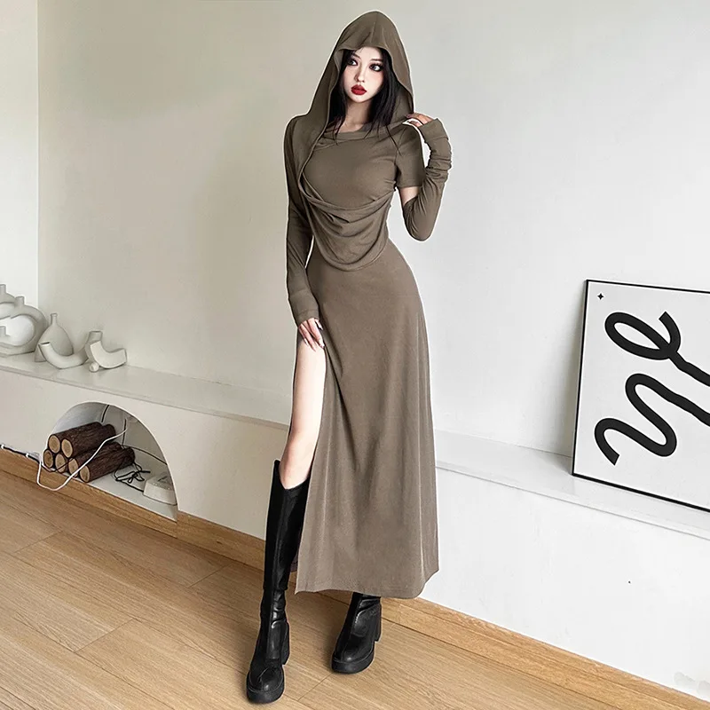 トップス 24SS Ground Y HOODED HALF SLEEVE DRESS 3 Hooded Dress Long Dress Split Off Shoulder Sleeveless Outer Sleeve