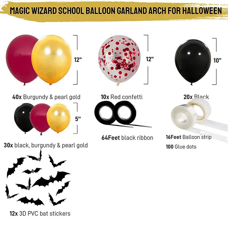 Halloween Balloon Garland Arch Kit Burgundy Black Gold Balloons For Harry  Potter Birthday Party Halloween Decorations Supplies - AliExpress