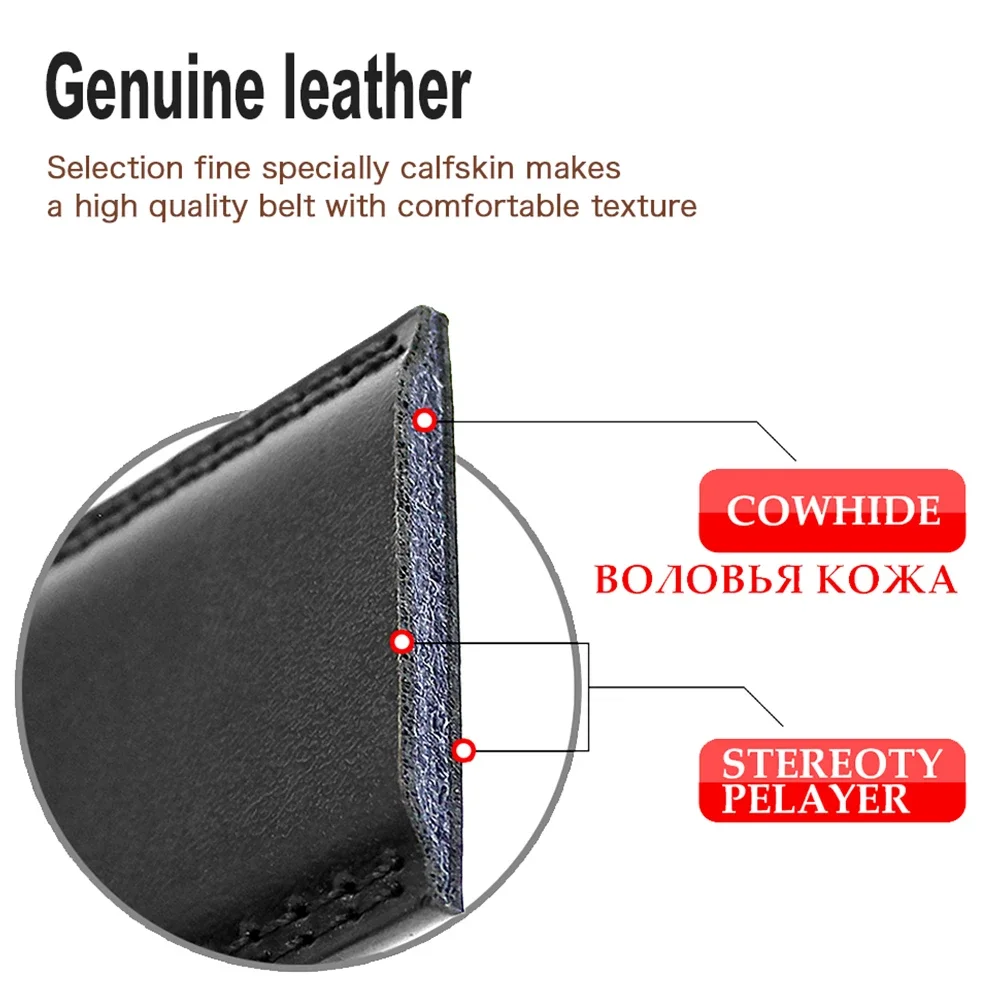 Men Leather Belt Toothless Automatic Buckle Belt Mens Belt