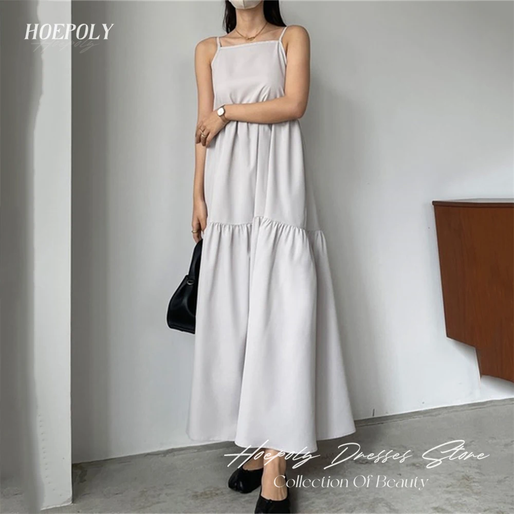 

Hoepoly Summer Strapless Spaghetti Strap Sleeveless Pleat A Line Evening Dress Ankle Length Formal Classy Prom Gown New 2023