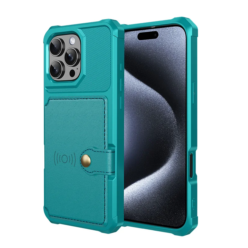 Luxury Leather Magnetic Card Slot Wallet Case with Shockproof Lens Protection