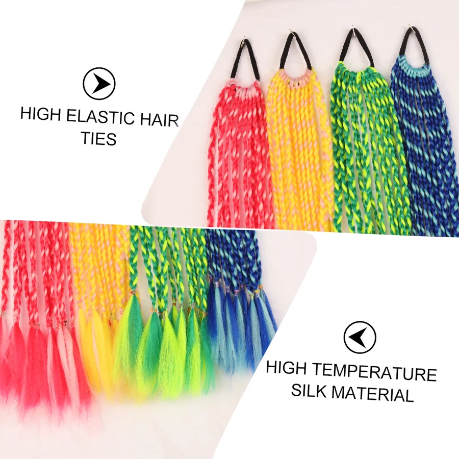 Extension per coda di cavallo intrecciata sintetica arcobaleno per donna, parrucchino intrecciato colorato con fascia elastica, capelli per cosplay di Halloween - immagine 5