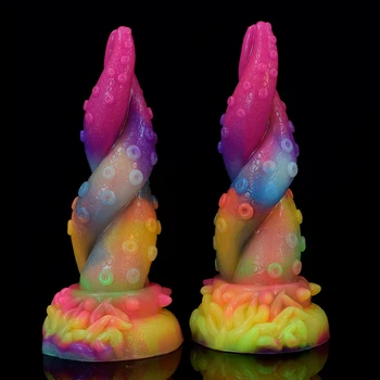 Luminous Octopus Tentacle Dildo With Sunction Cup For Women Vagina Masturbate 13 Colors NEO Glow In Dark Fantasy Adult Sex Toys 4