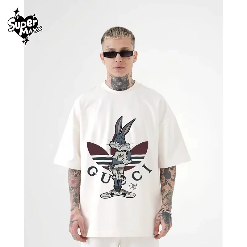 Cotton Short Sleeved Shirt Men's Women's Cotton Short-sleeved Round Neck Loose T-shirt