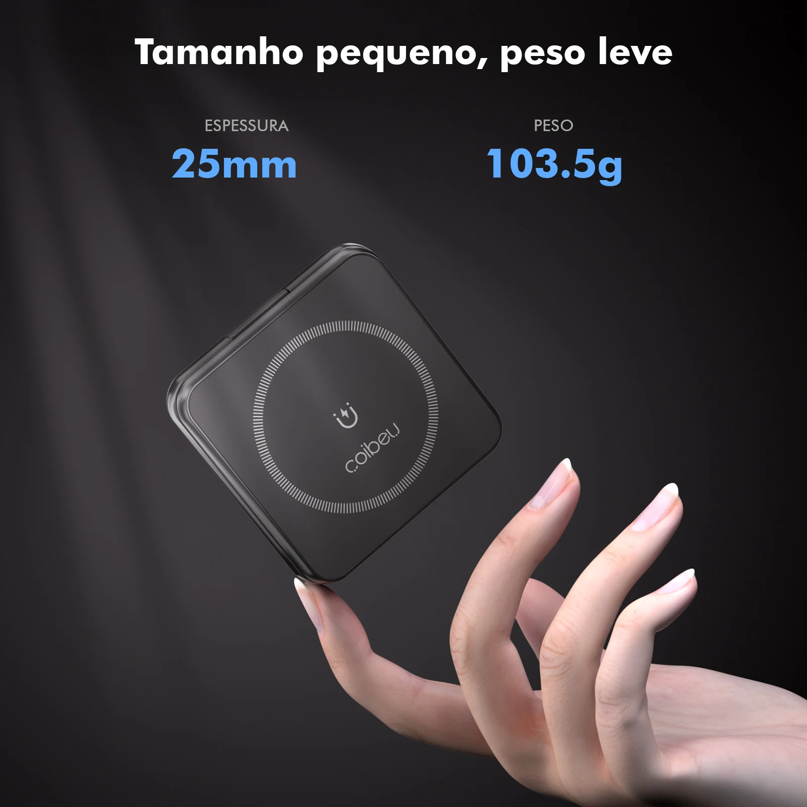 Carregador Sem Fio Magnético 3 em 1 COIBEU para Smartphone 15W com MagSafe Tamanho e peso