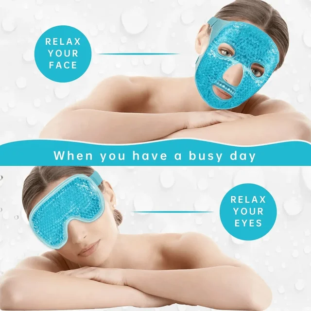 Gel Cooling Ice Face Eye Mask Facial Mask Hot Cold Compress Pack Gel Beads Cold Face Eye Mask Ice Pack,Compress Sleeping FaceSPA 3