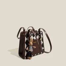 

Dave&Di 2022 New Fashion Texture Leather Bag Women England Simple Women's Bag Large Capacity Commuting Bucket Bag Tot Bag