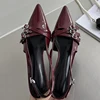 Pumps 2025 Pointed Toe Shallow Ladies Heels Shoes Female Fashion Slingbacks New In Medium Heels Shoes For Women Footwear Mules 1