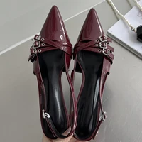 Pumps 2025 Pointed Toe Shallow Ladies Heels Shoes Female Fashion Slingbacks New In Medium Heels Shoes For Women Footwear Mules 1