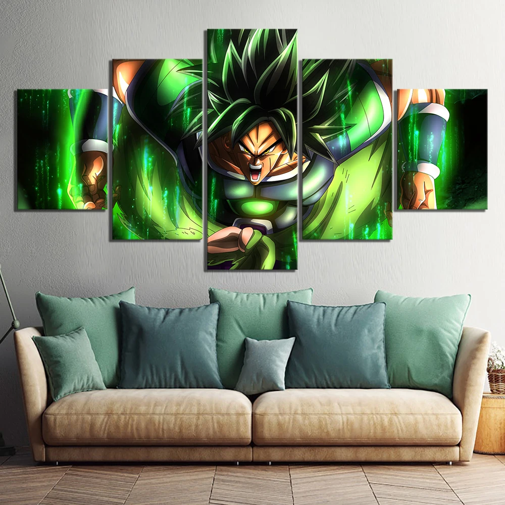 

Unframed 5 Piece Cartoon Canvas Paintings Dragon Ball Super Broly Movie Poster Animation Wall Art for Home Decor Gift