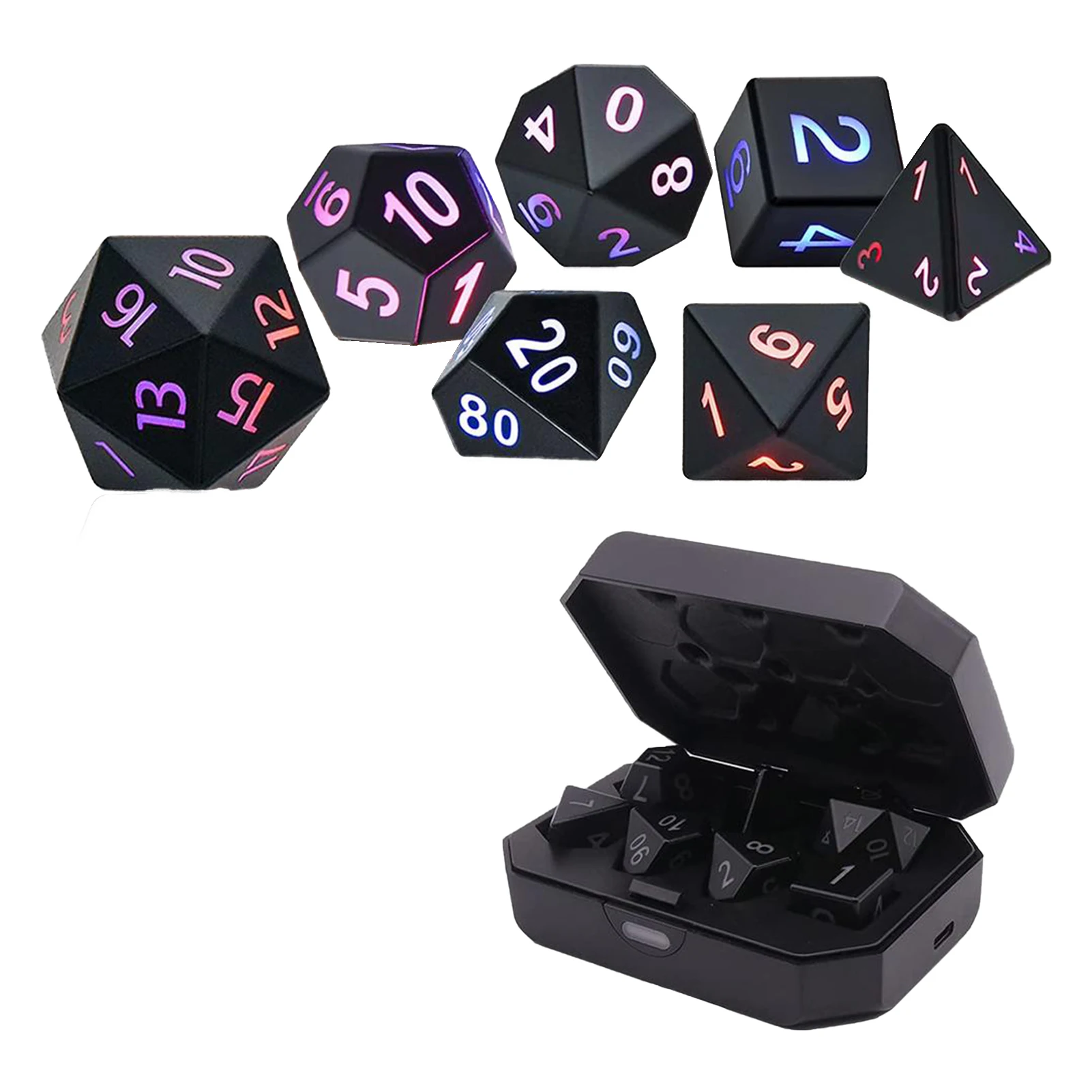 Polyhedral Dice Set Light Up Dnd Dice With Charging Box Glowing Dice