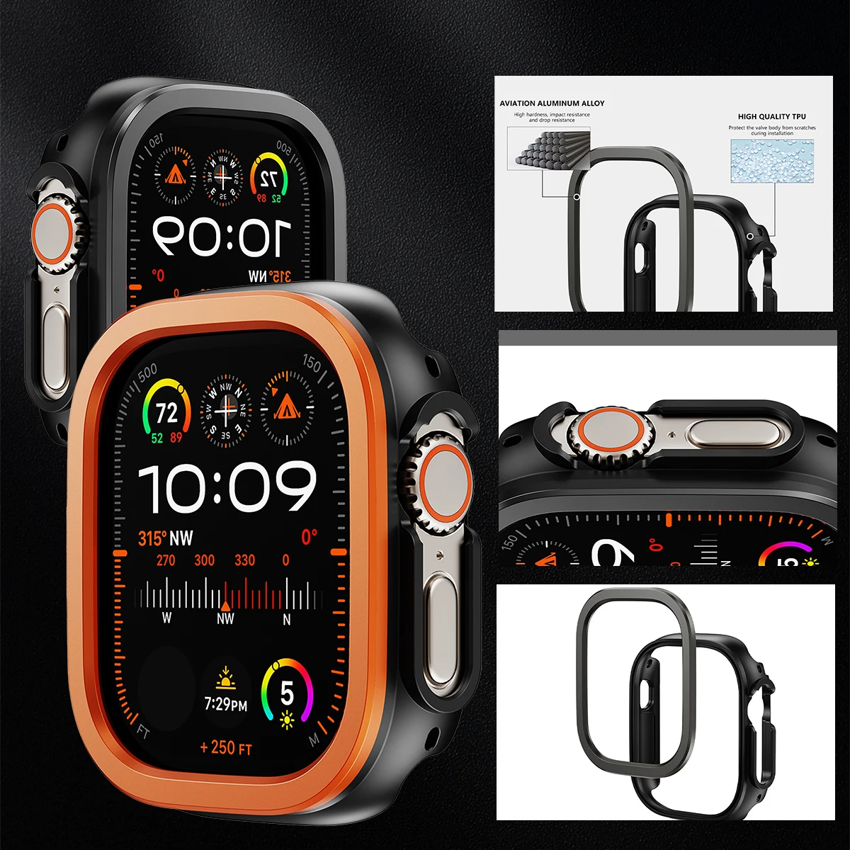 ġ ˷̴ ձ ݼ  TPU ̽, Ʈ 49mm 45mm 41mm   Ͽ¡ ȣ, iWatch ø SE 9 8 Ʈ 7