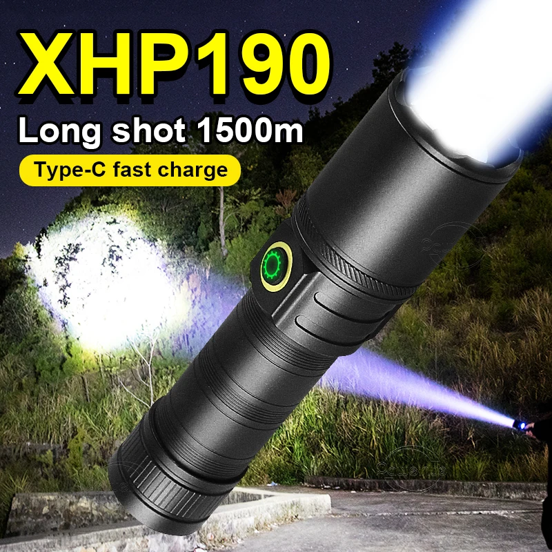 800000 Lumen Xhp190 Powerful Led Flashlight Usb Rechargeable Torch