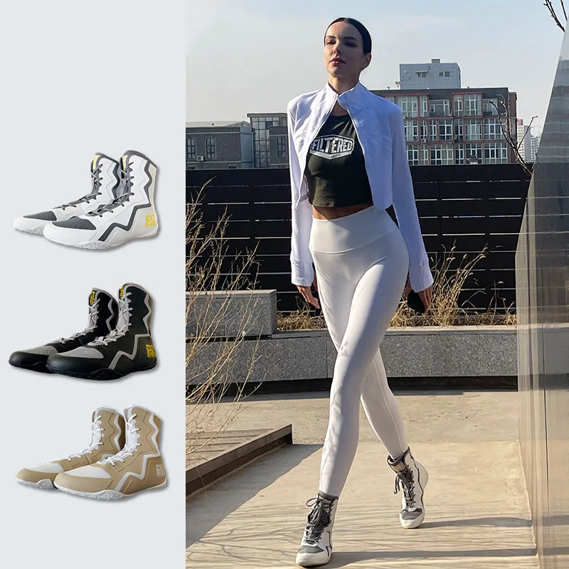 New Luxury Couple Athletic Sports Fighting Shoes Comfortable Wearable Boxing Sneakers Top Quality Unisex Wrestling Sneakers