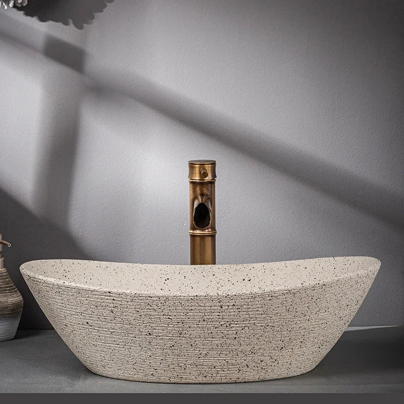 On-stage basin Antique washbasin Ceramic art retro washbasin Household bathroom Washbasin Outdoor 2