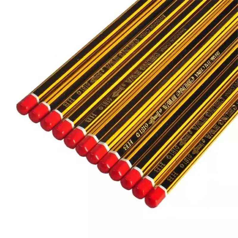 6P yellow black sticky red pencil HB writing drawing pencil 3