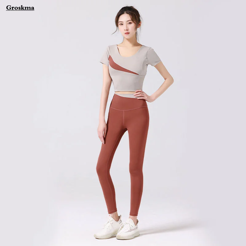 

Push Up Leggings+Crop Tops Women Yoga Two Piece Set Patchwork Fitness Gym Tracksuits Workout Running Sportswear Clothing