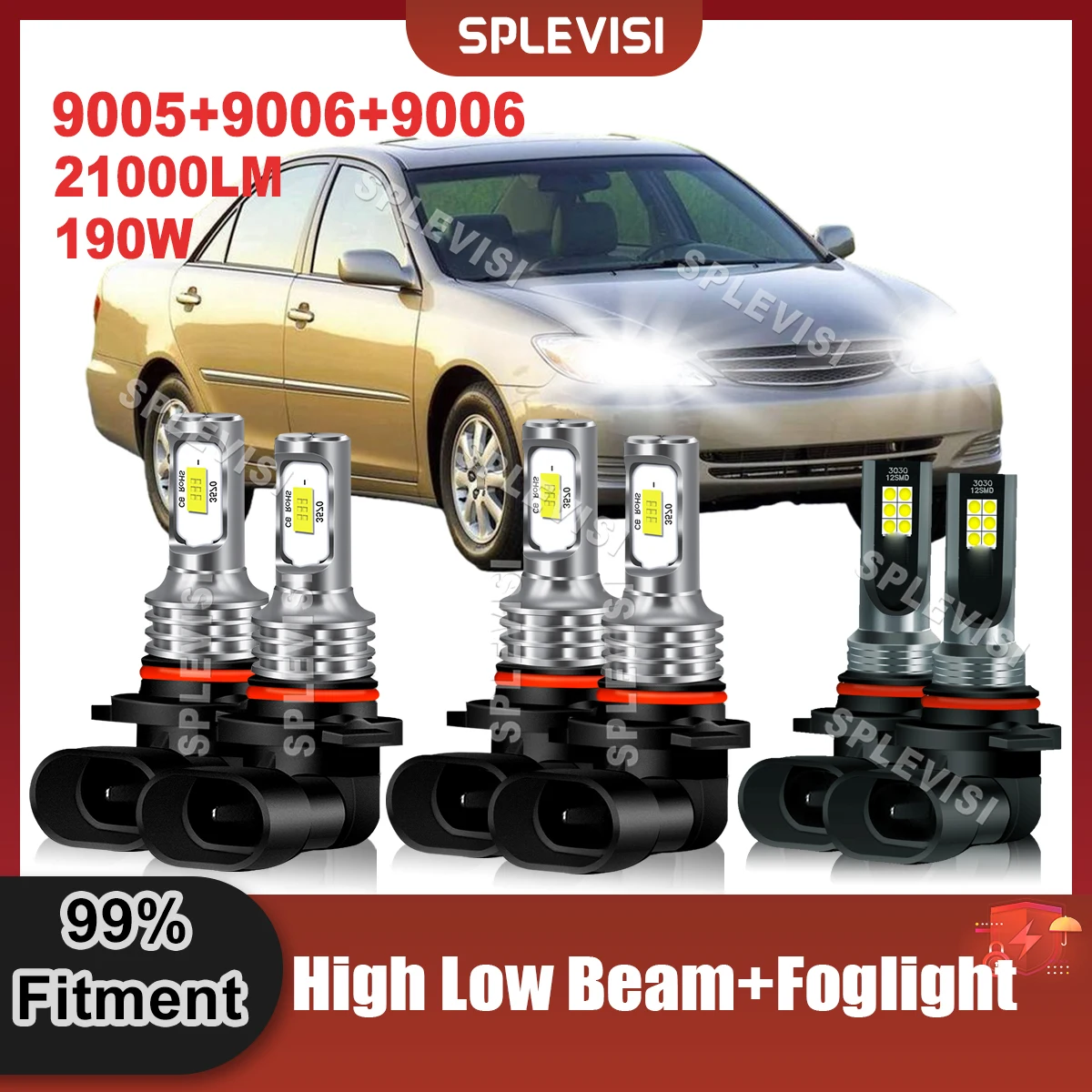 

LED Headlight High Beam 9005 Low Beam 9006 Foglamp 9006 Combo CSP Chips 9V-24V 21000LM For Toyota Camry 2002 2003 2004 2005 2006