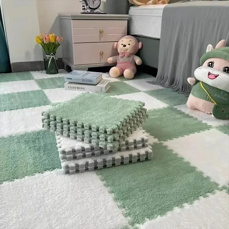 Tappetini Puzzle In Peluche - 10 Pezzi 30x30 Cm, Antiscivolo