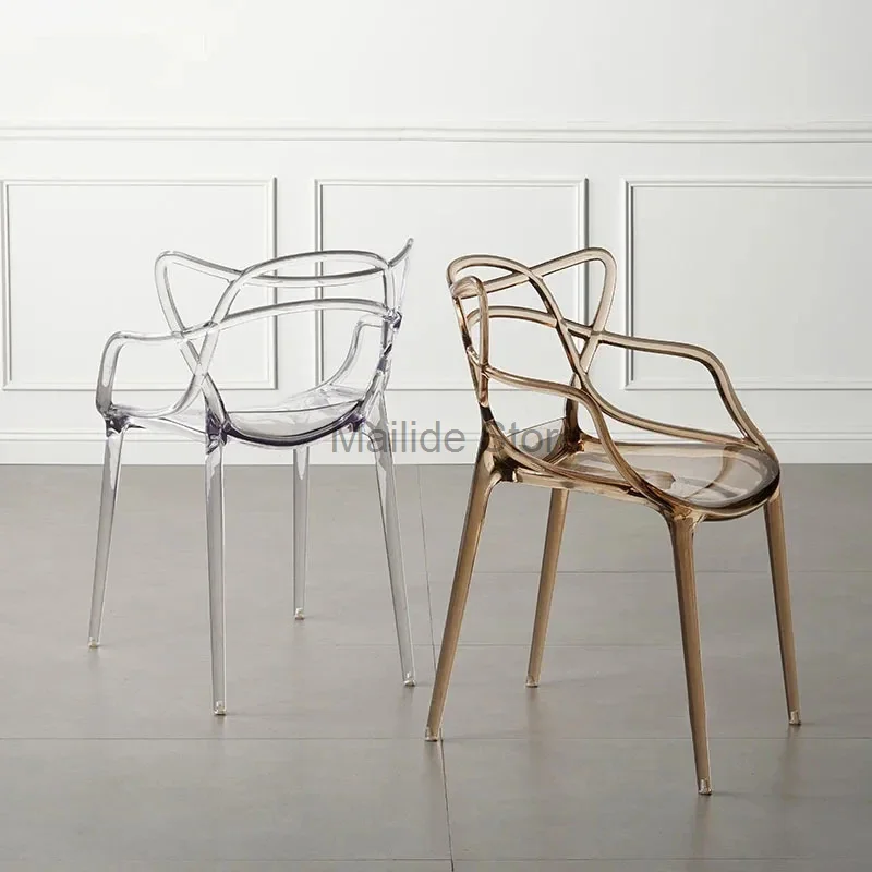 

Nordic Transparent Acrylic Dining Chairs Dining Room Furniture Plastic Crystal Chair Minimalist Single Creative Dining Chair