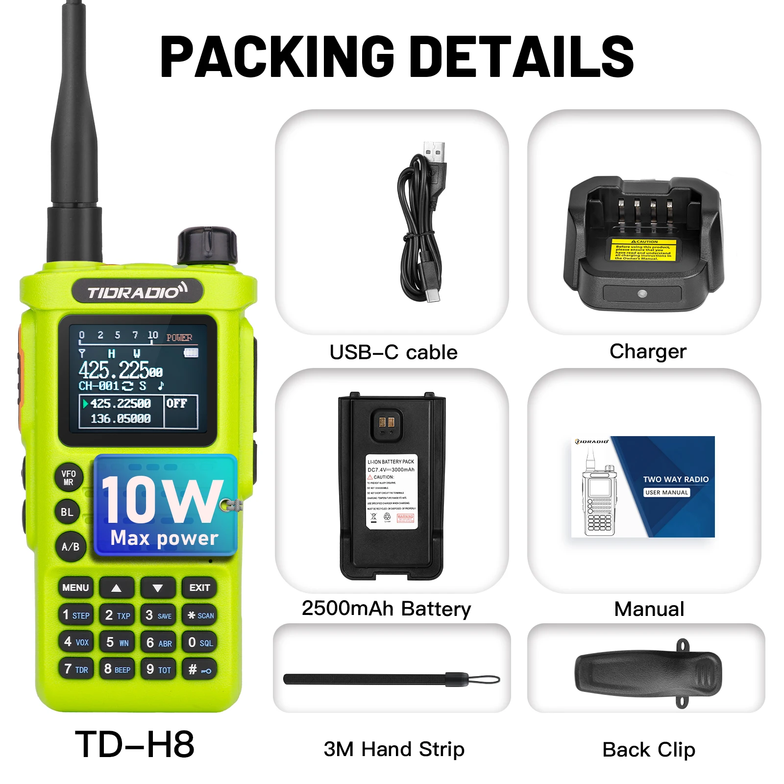 Top 2nd Gen TIDRADIO TD-H8 10W Professional Walkie Talkie Portable Long Range Radio Phone Wireless Programmable Search Repeaters 2