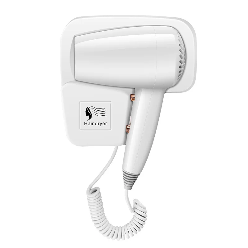 Hair Dryer Non Perforated Wall Mounted 1300W High-Power Fast Drying Negative Ion Hotel And Guesthouse Home Bathroom Hair Dryer
