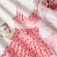 2 Piece Westerns Sexys Cherry Women Underwear Camisole Tank Top Shorts Nightdress Sleepdress Nightshirt Nightgown Lingerie Set - Image 3