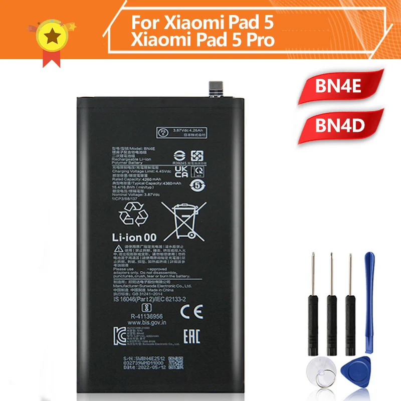 

Сменный аккумулятор BN4E BN4D для Mi Xiaomi Pad 5 Pro Xiaomi Pad 5 Mi Pad 5PRO, аккумулятор для планшета Xiaomi + Инструменты