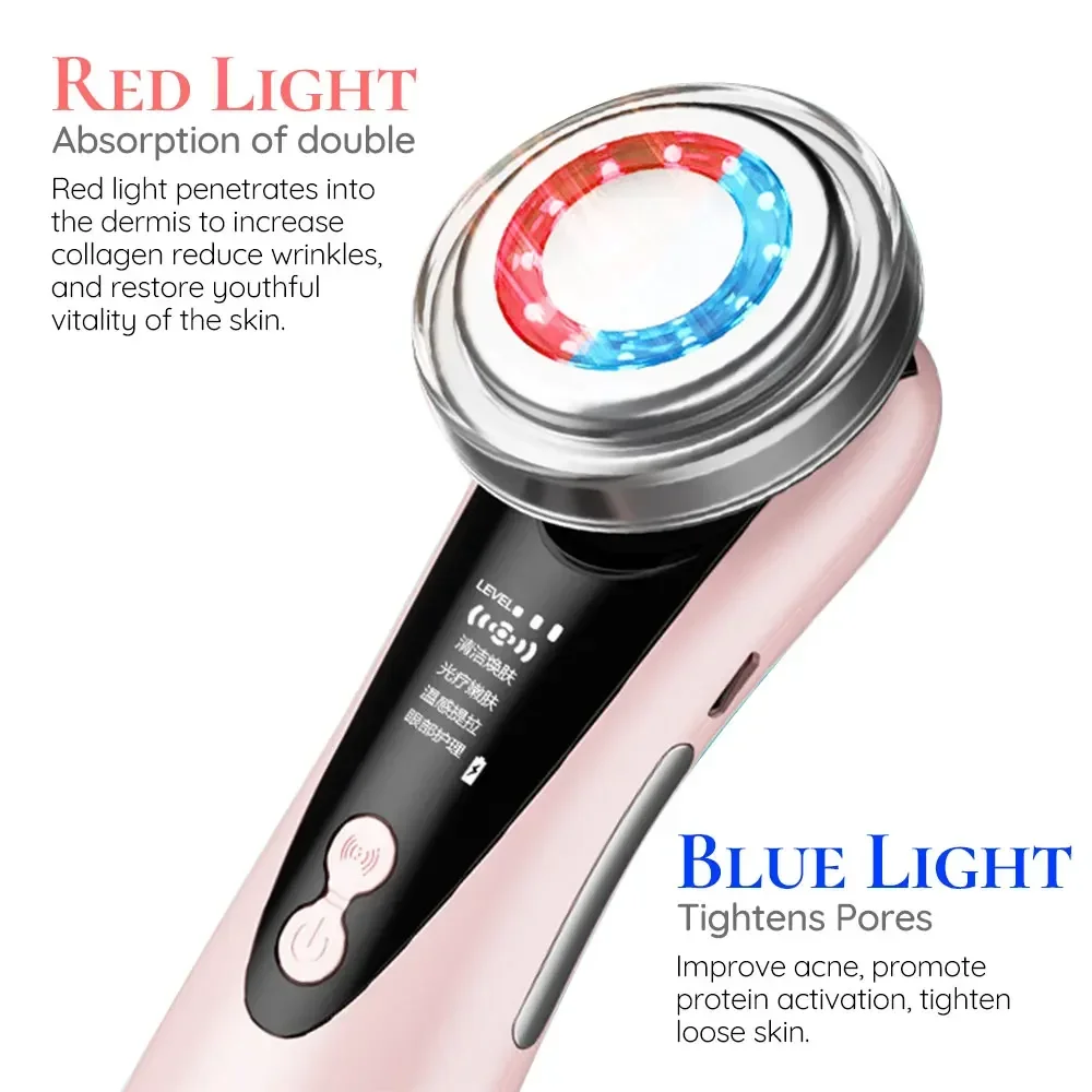 Neck Face Massager 4 In 1 Beauty Device Red&blue Light Therapy Skin Rejuvenation Skin Tightening Eye Care Facial Cleansing Face Lift Face Massager