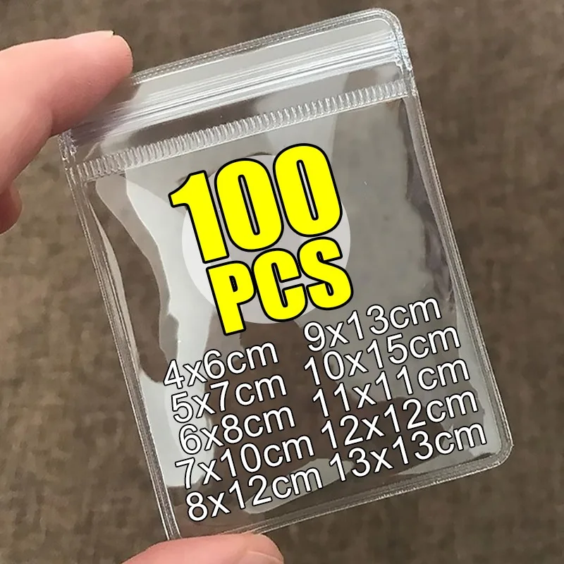 Jewelry Bags 100/10pcs Transparent PVC Anti-Oxidation Self Sealed Storage Bag Rings Earrings Necklace Display Packaging Pouches