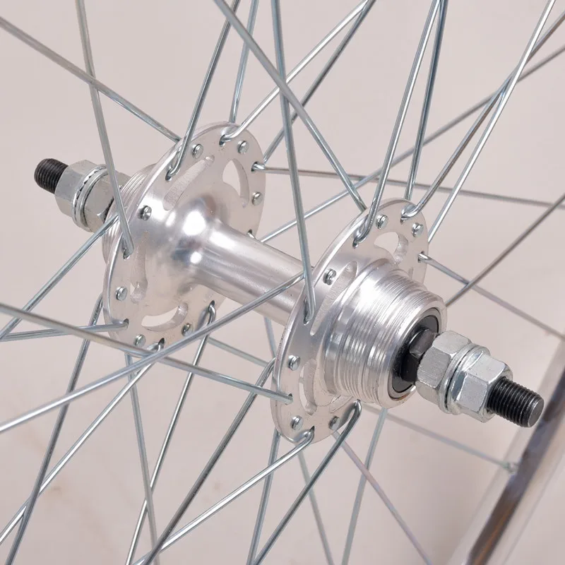 Bike Wheelset Fixed Gear Bike Retro Silver 700C Wheelset Aluminum Fixie Single Speed Bicycle 25MM High Strength Wheels with Industrial Bearing
