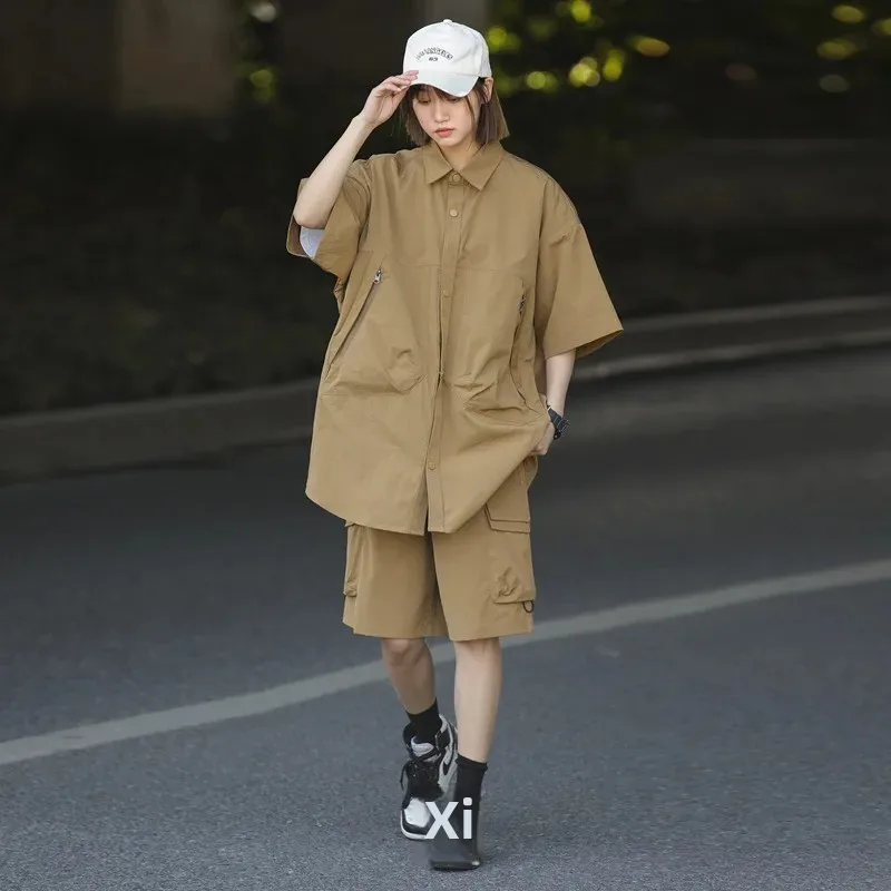 Ice Silk Quick Dry Women's Short Sleeves Basketball Uniform Men's Summer Thin Work T-Shirt Casual Sports Loose-Fit Shorts