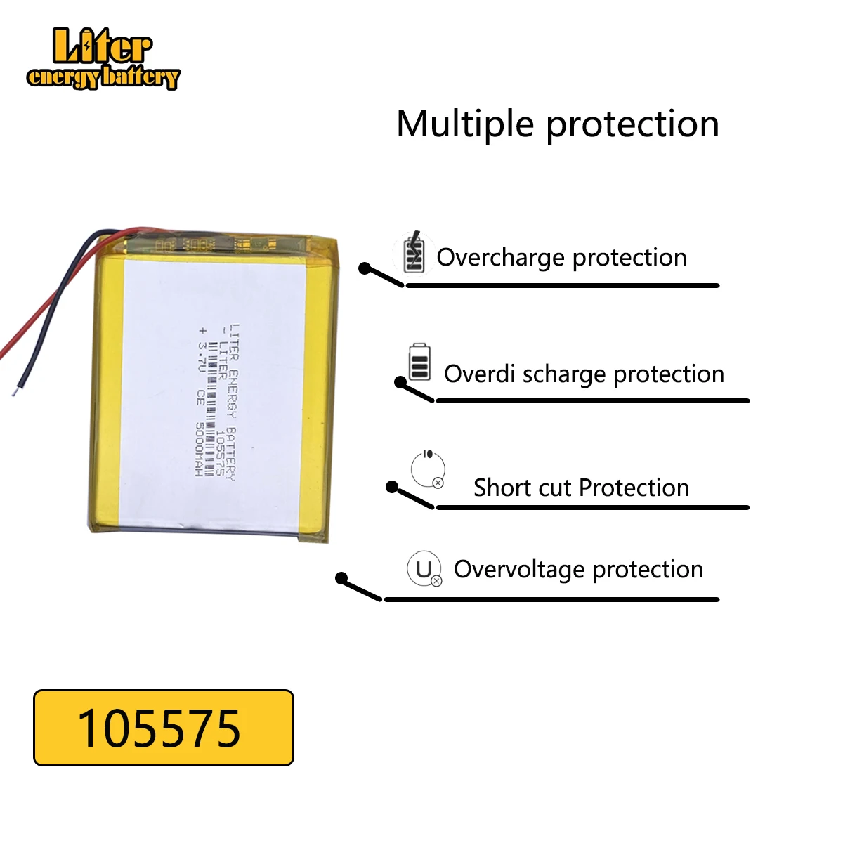 SD 3.7V 5000mAh 105575 Polymer Lithium LiPo Rechargeable Battery For GPS PSP DVD PAD E-book