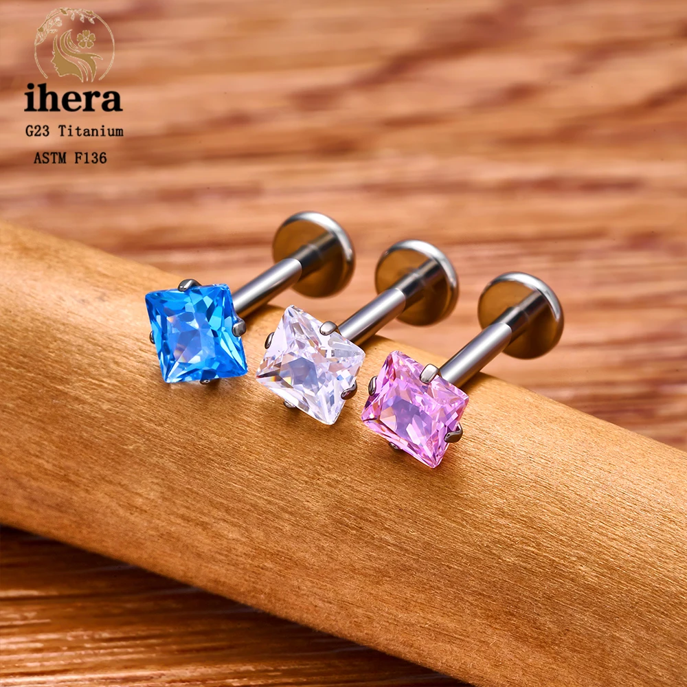 10PCS G23 티타늄 피어싱 Labret 립 링 하트 스터드 귀걸이 CZ 16G 내부 스레드 귀 Tragus 헬릭스 연골 피어싱 쥬얼리